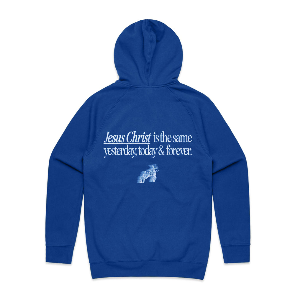 Hebrews 13:8 Lamb Cobalt Hoodie