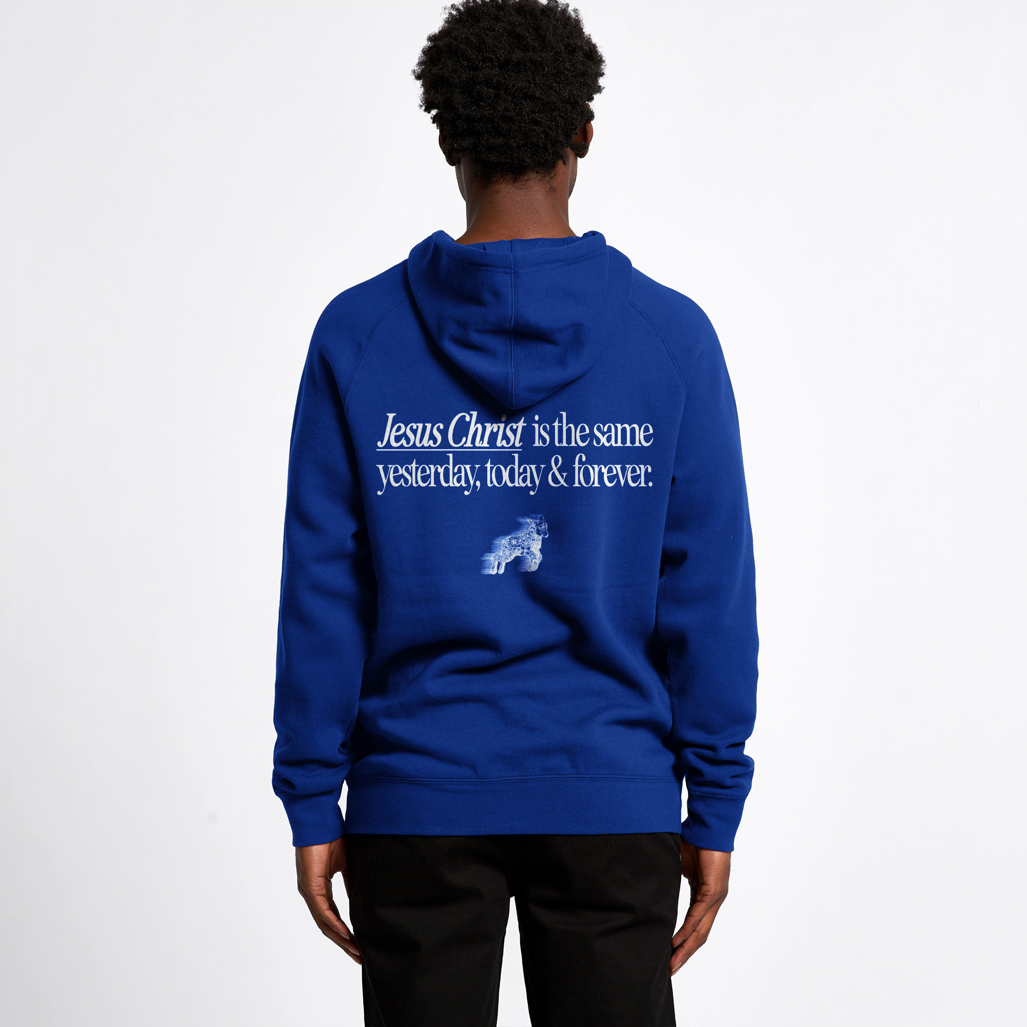 Hebrews 13:8 Lamb Cobalt Hoodie